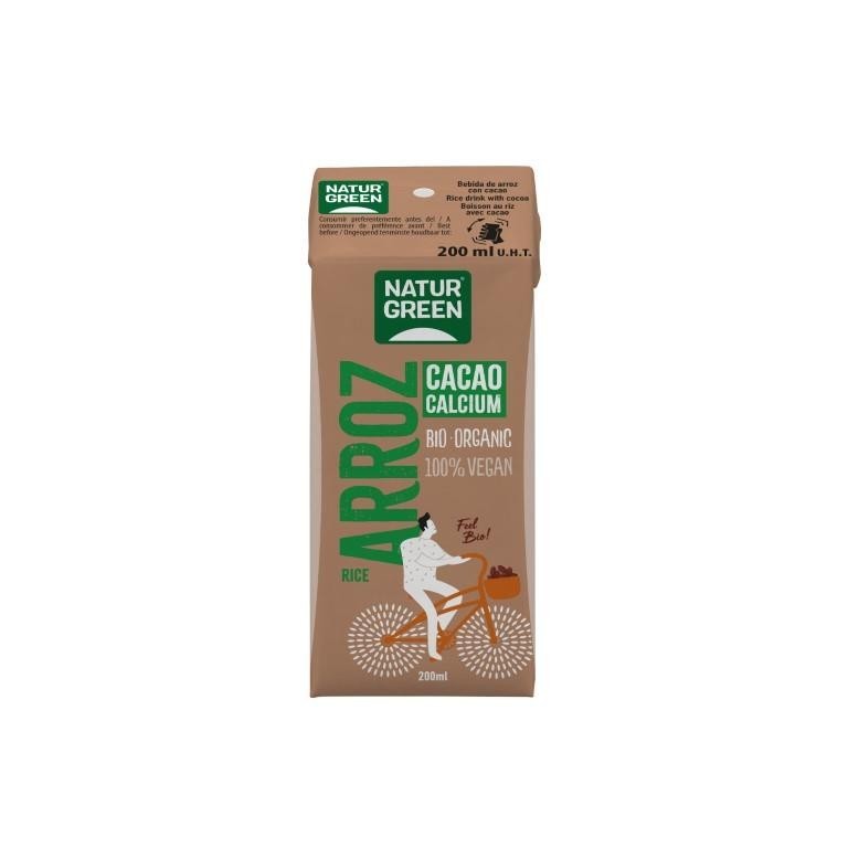 Bebida de arroz con cacao y calcio bio 200ml Naturgreen