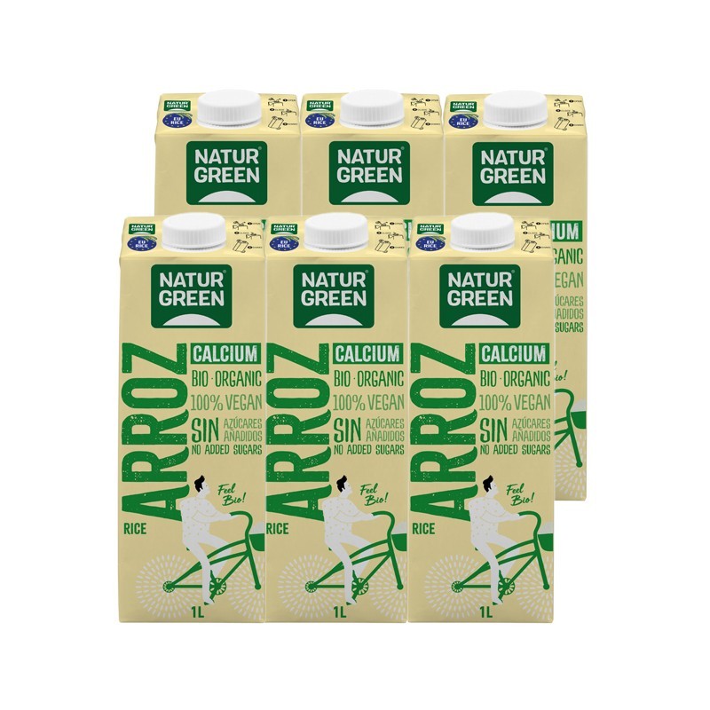 Bebida de arroz con calcio bio 6x1L Naturgreen