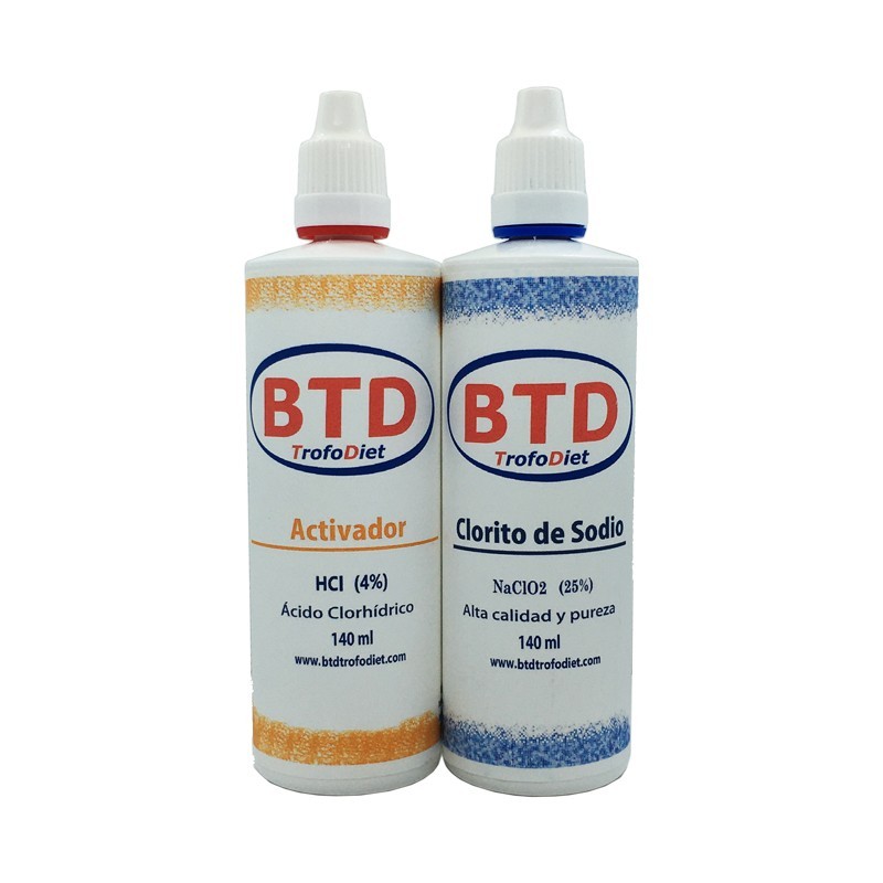 Kit Clorito Sódico 25% + Activador Ácido Clorhídrico 4% 2x140ml BTD
